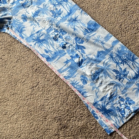 J. McLaughlin Eugene Pant in Blue Villa Palm with Overlapping Front Wrap Panels - Picture 8 of 8